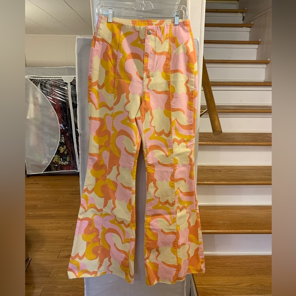 Free People Crvy Wild Honey Printed Flare Jeans Sz 29 - Picture 3 of 5